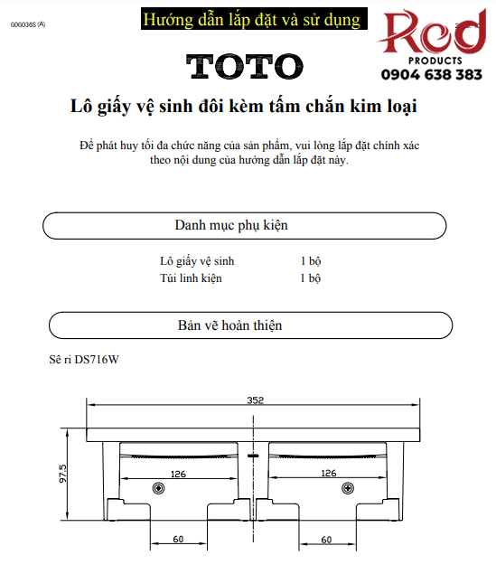 Móc treo giấy vệ sinh đôi cao cấp TOTO DS716W 3