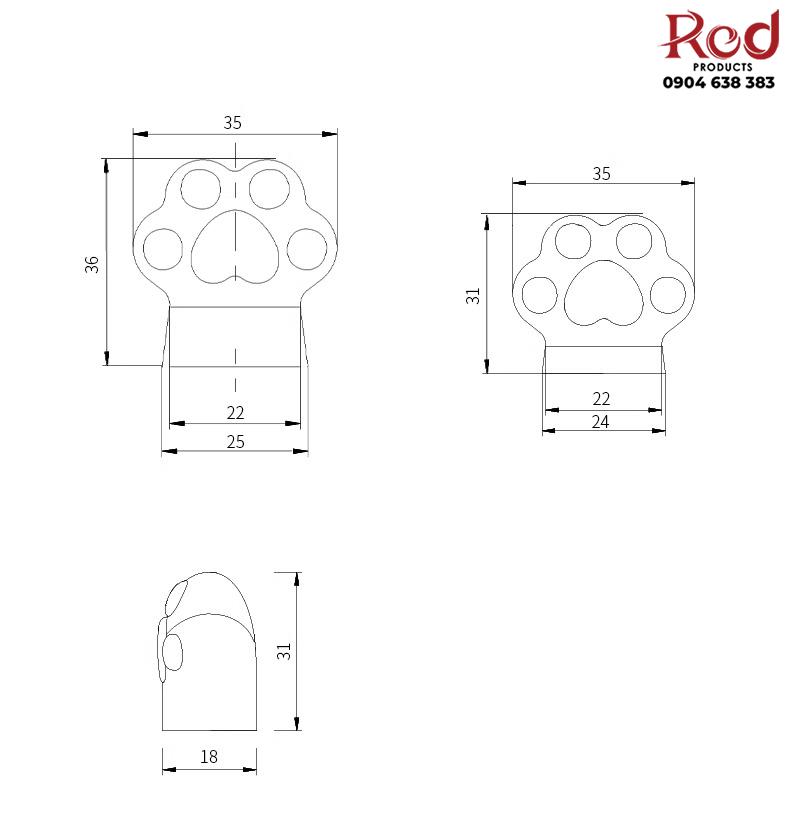 Núm tay tủ đồng thau hình chân mèo BT053 21