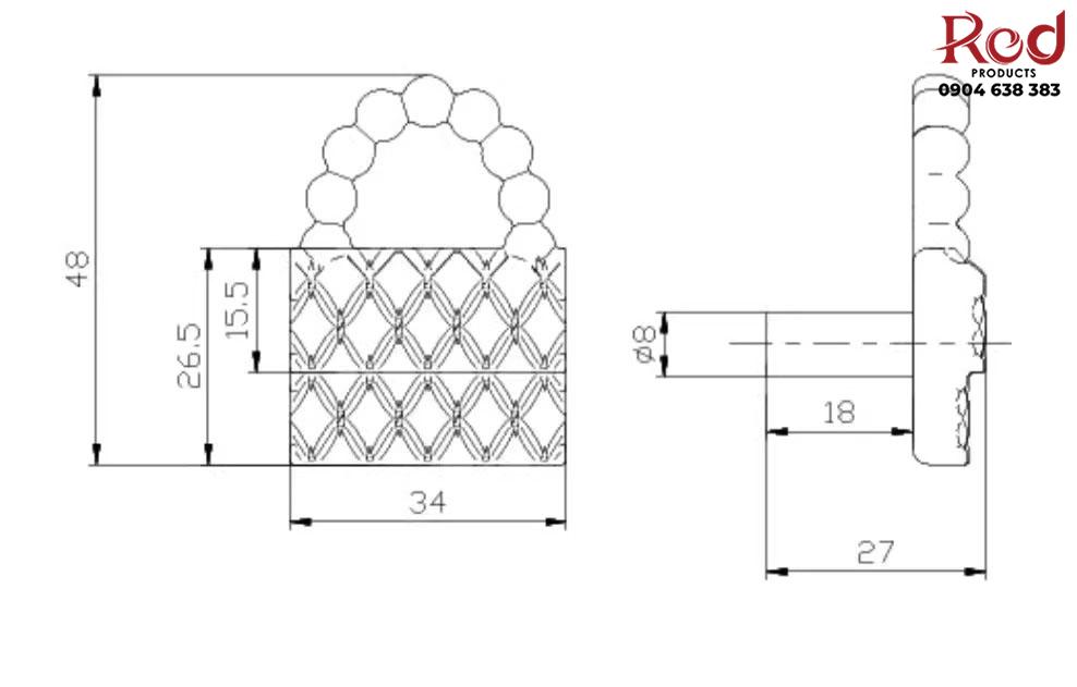 Núm tay tủ áo đồng hình túi xách decor BT975 25