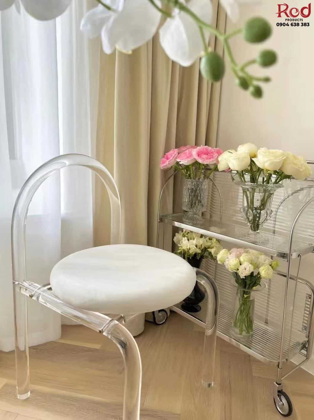 Ghế ăn Crystal Chair trong suốt đệm nhung CXS6812 8