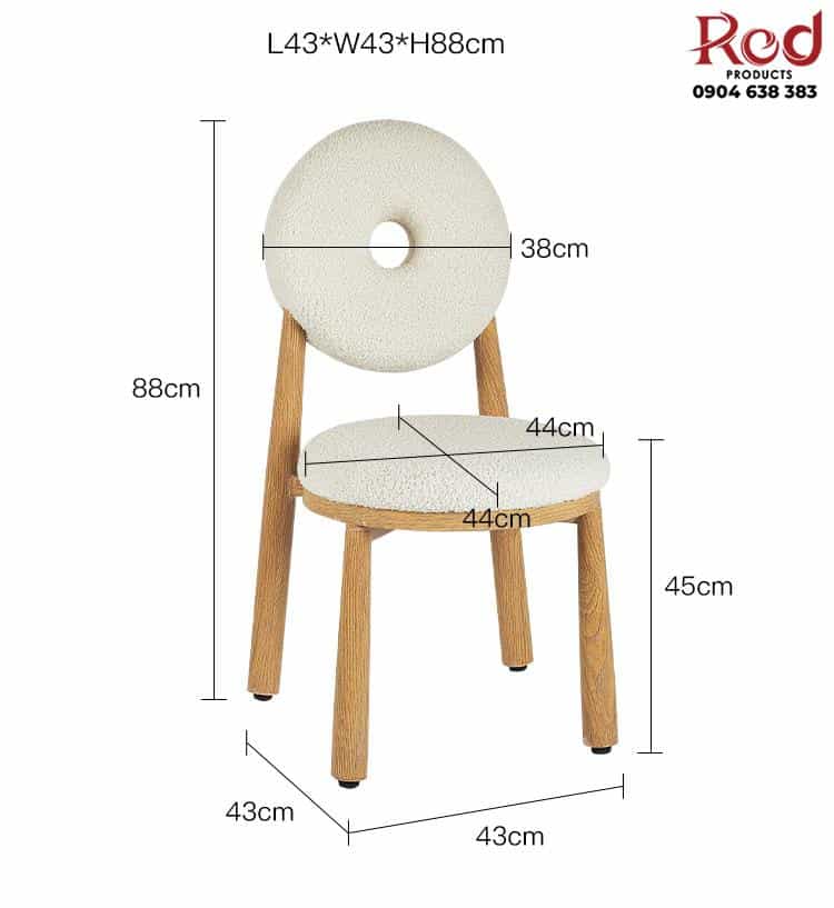 Ghế ăn Donut Sherpa khung gỗ kiểu Bắc Âu AD6939 12