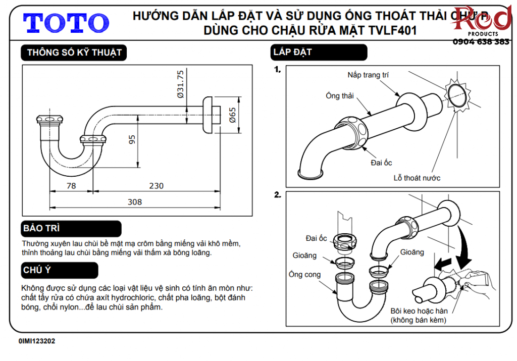 Ống thải chữ P TOTO TVLF401 2