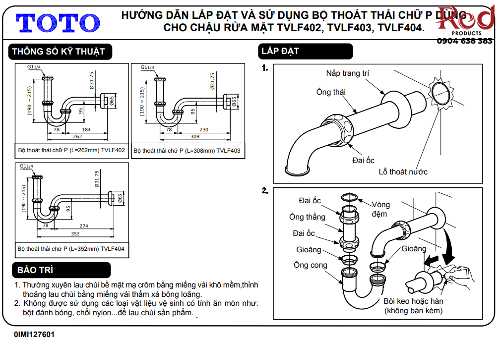 Ống thải chữ P TOTO TVLF404 2