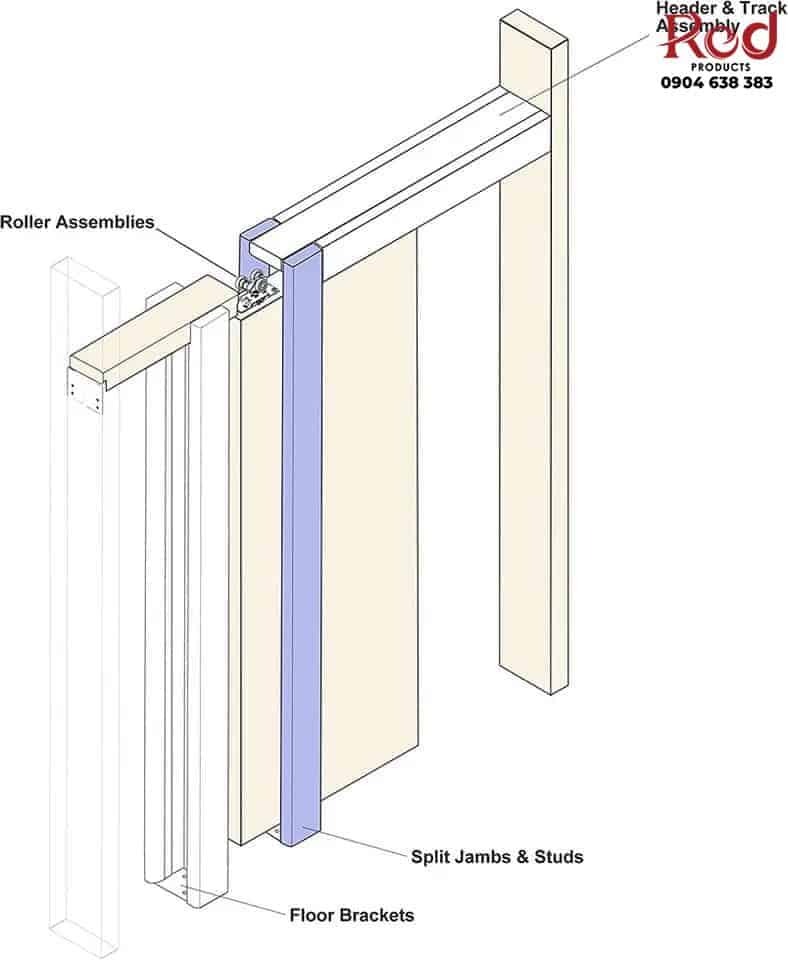 Phụ kiện cửa lùa barn door đơn phẳng ray âm RT3328 8