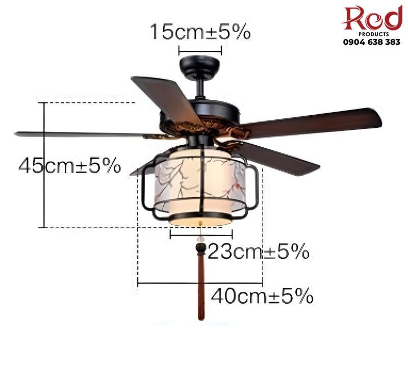 Quạt đèn thả trần decor 5 cách gỗ phương Đông FA1251 15