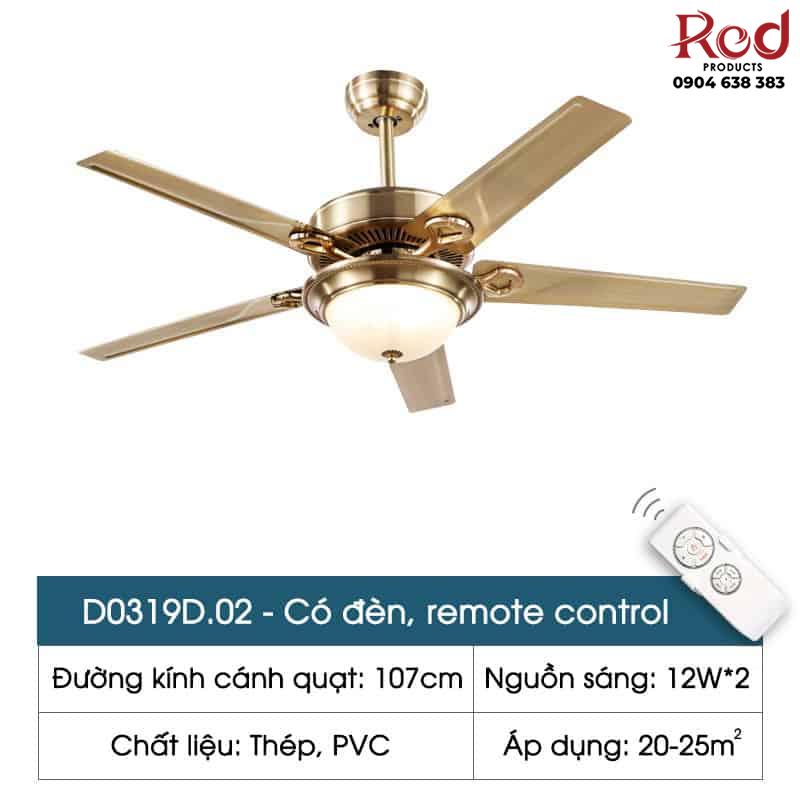 Quạt trần đèn cổ điển sang trọng 5 cánh D0319D 13