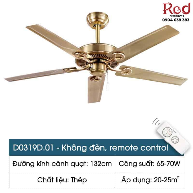 Quạt trần đèn cổ điển sang trọng 5 cánh D0319D 12