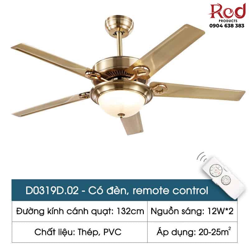 Quạt trần đèn cổ điển sang trọng 5 cánh D0319D 15