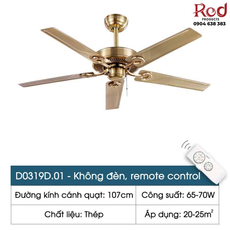 Quạt trần đèn cổ điển sang trọng 5 cánh D0319D 10