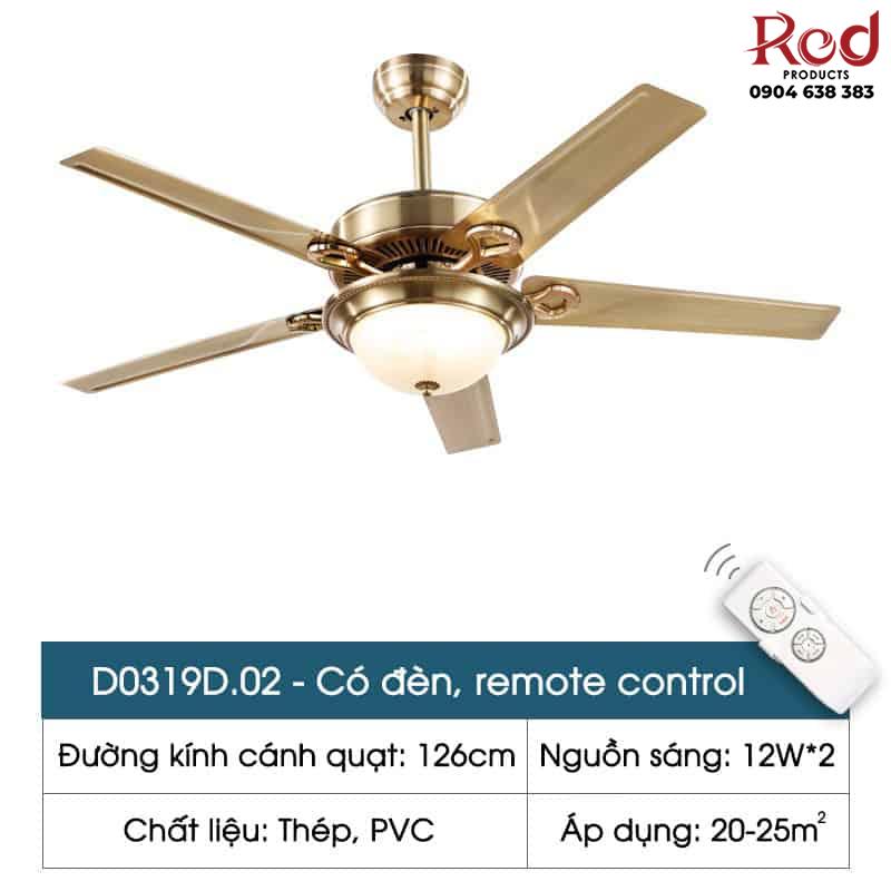 Quạt trần đèn cổ điển sang trọng 5 cánh D0319D 14