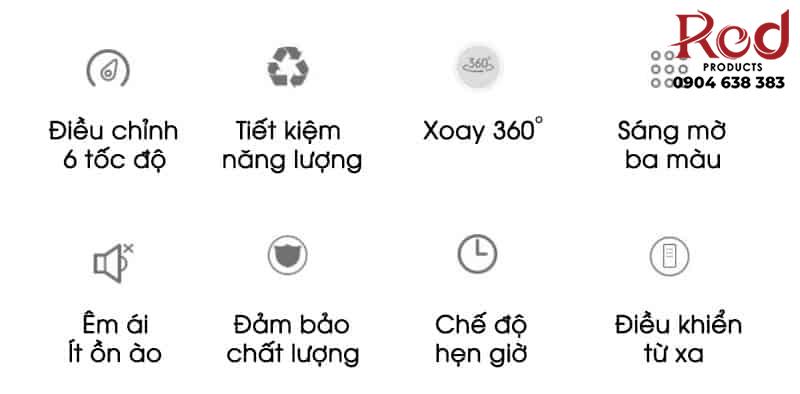 Quạt trần đèn ốp trần xoay 360 độ cao cấp YG201 11