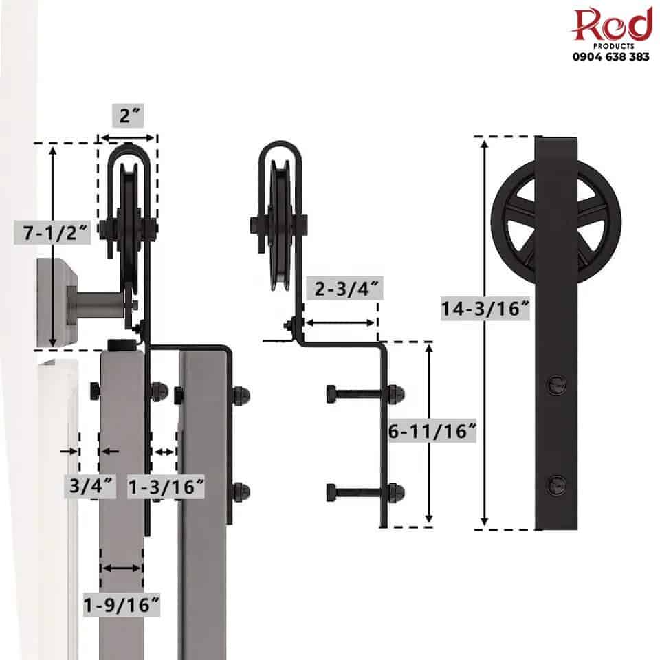 Ray trượt barn door bypass cánh so le bánh lớn RT4456 6