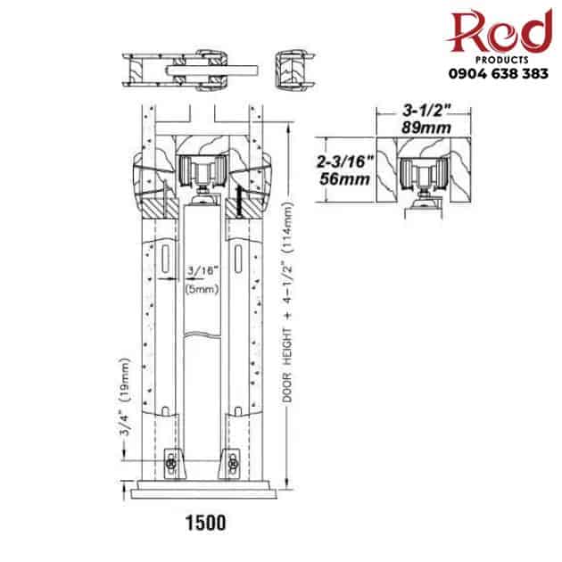 Bộ ray trượt barn door đơn phẳng ray âm RT699 9