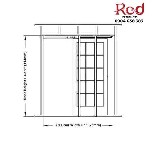 Bộ ray trượt barn door đơn phẳng ray âm RT699 10