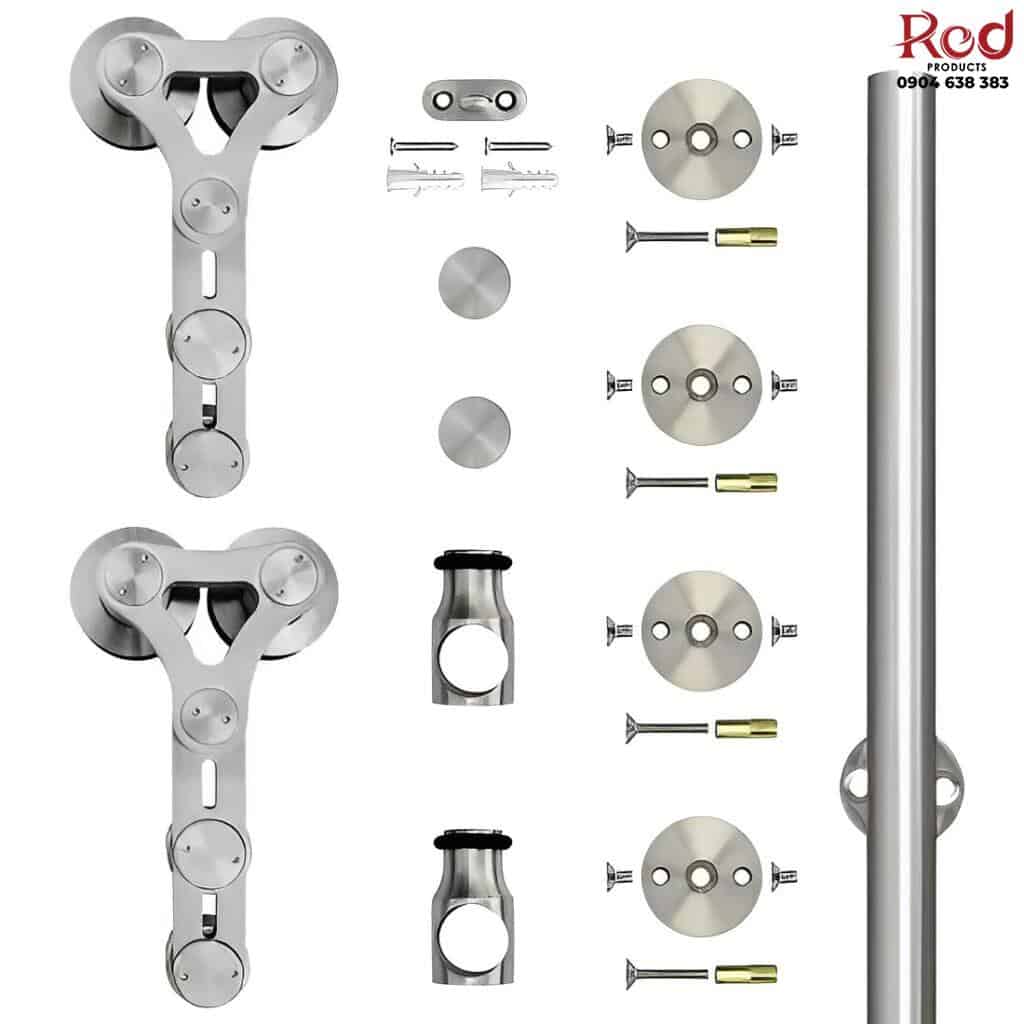 Ray trượt barn door đơn phẳng inox 4 bánh RT4742 7