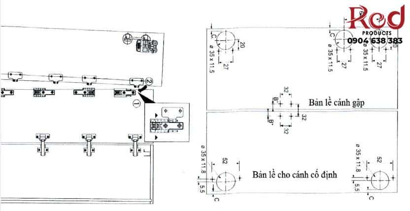 Ray trượt cửa lùa cánh gập Garis GR68 5