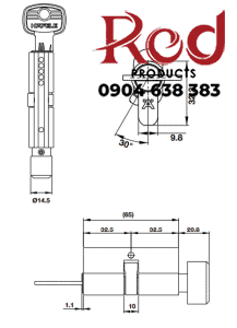 Ruột khóa 1 đầu vặn 1 đầu chìa 65mm HAFELE 489.56.250 2