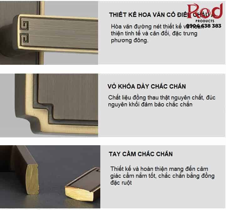 Khóa cửa phòng bằng đồng màu đen C688 3