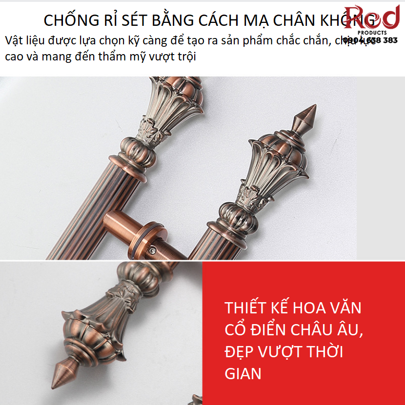 Tay nắm cửa cổ điển bằng inox cao cấp QB-001 5