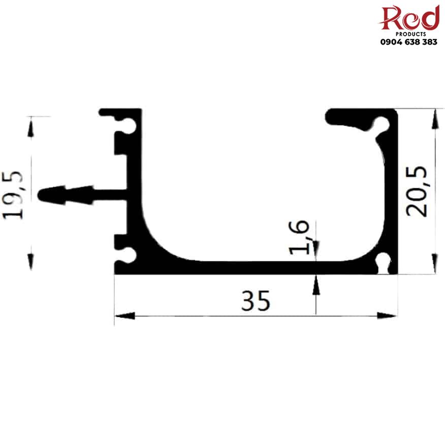 Tay nắm âm chữ G thanh nhôm xẻ rãnh TZ-1195B 14