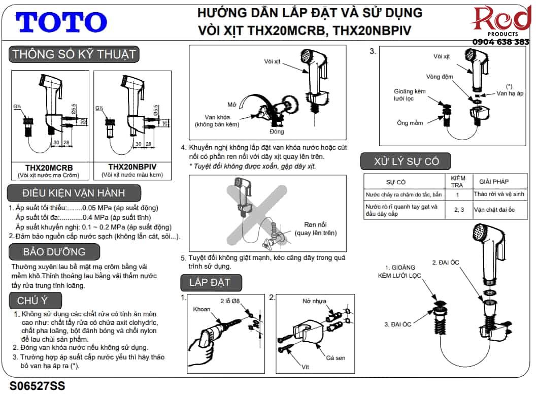 Vòi xịt vệ sinh phòng tắm bằng nhựa Toto THX20NBPIV 4