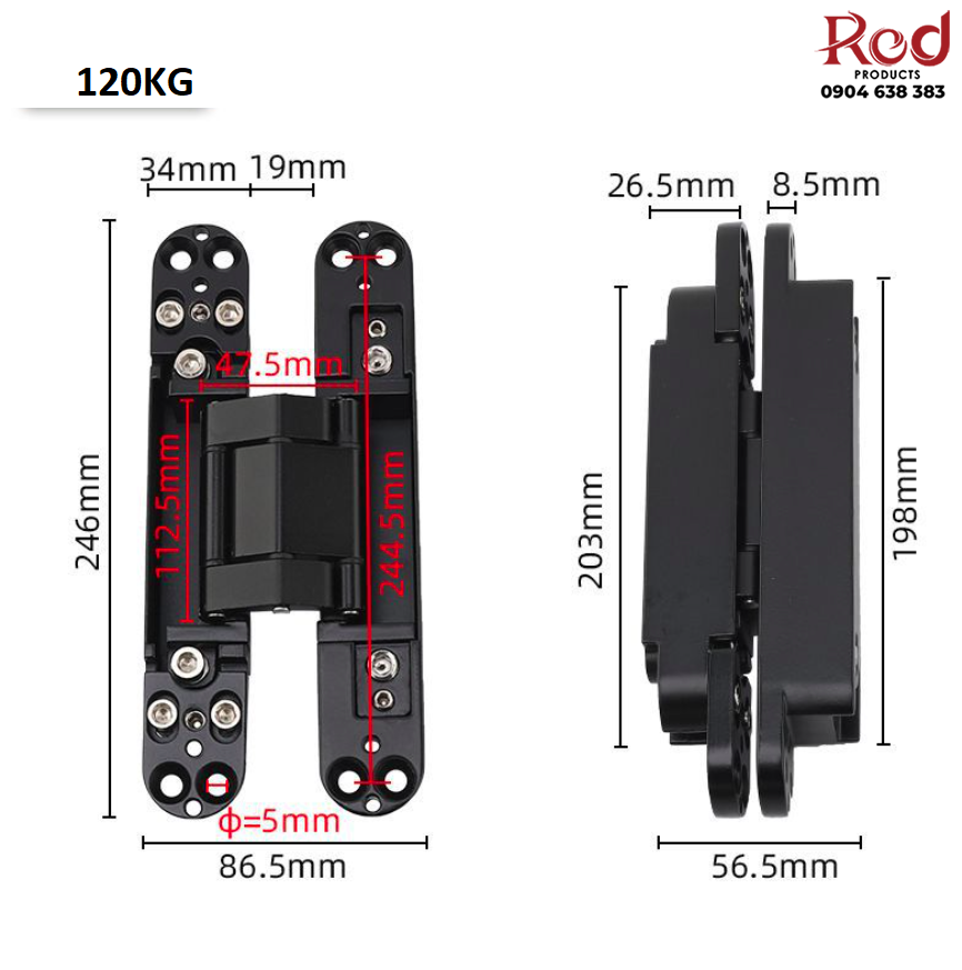 Bản lề chữ thập âm cửa nhiều tải trọng BTC-HC 40/120 6