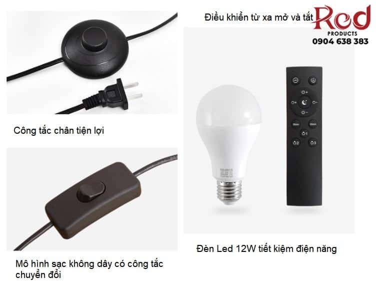 Đèn cây kết hợp sạc điện thoại không dây BSD-8210 14