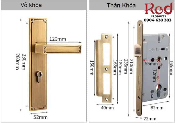 Khóa cửa cổ điển cao cấp bằng đồng BR20187-95 18