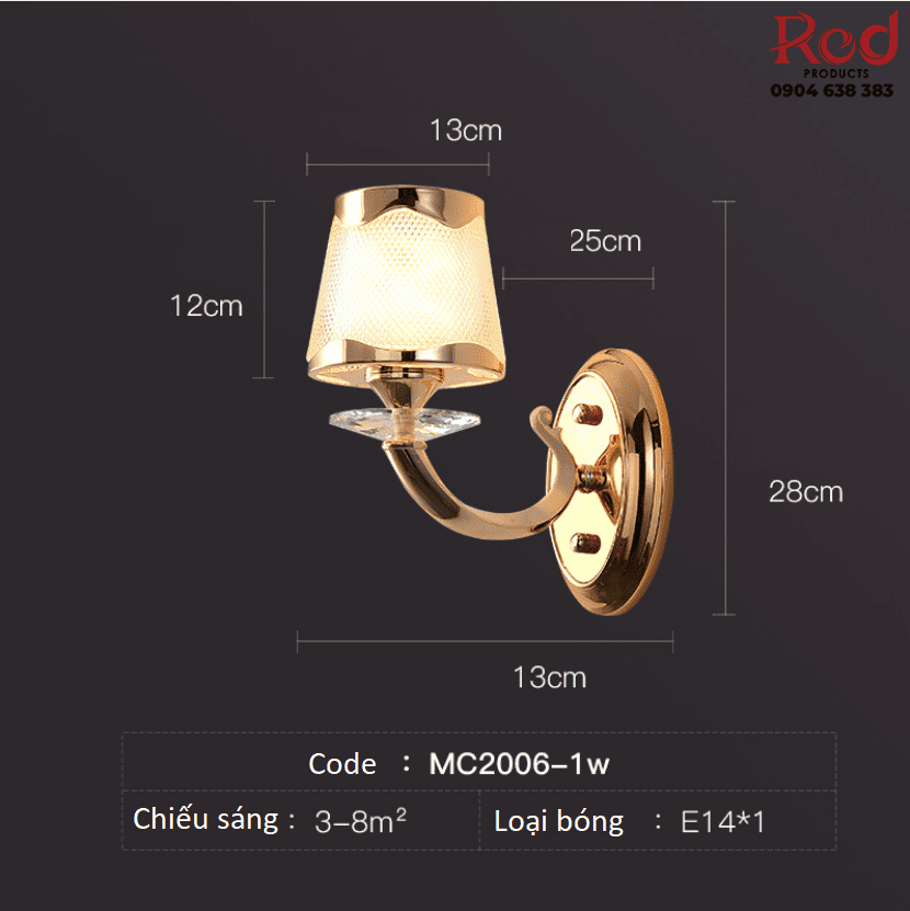 Đèn gắn tường nhà hàng khách sạn MC2006-1W 12