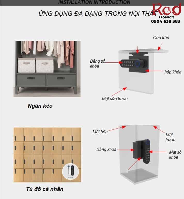 Khóa tủ gỗ vân tay và mật mã cao cấp YLF021 10