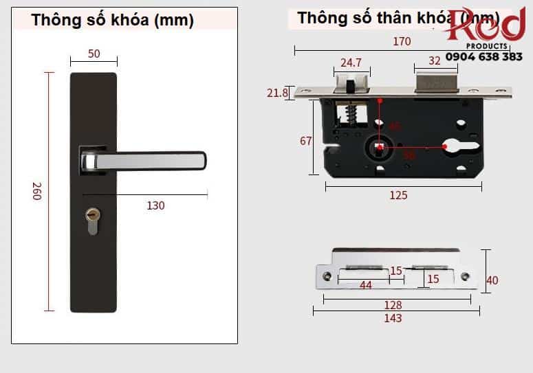 Khóa cửa phòng một đầu khóa chrome LDS7022 16