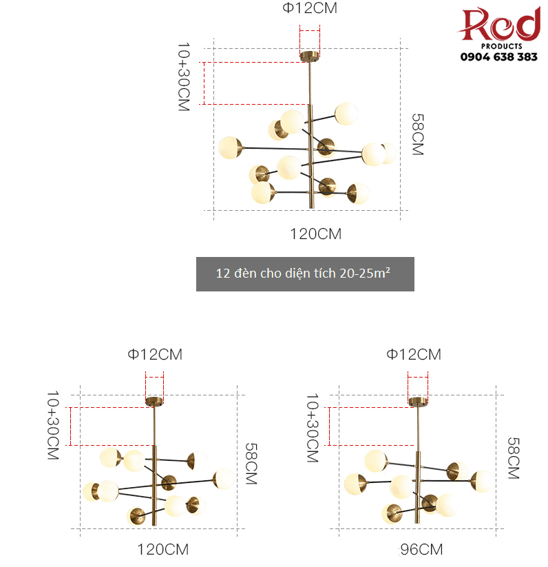 Đèn thả trần nhiều bóng phong cách Bắc Âu HX123 15