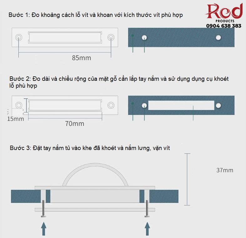 Tay nắm tủ âm phẳng ngăn kéo LDS6187 15