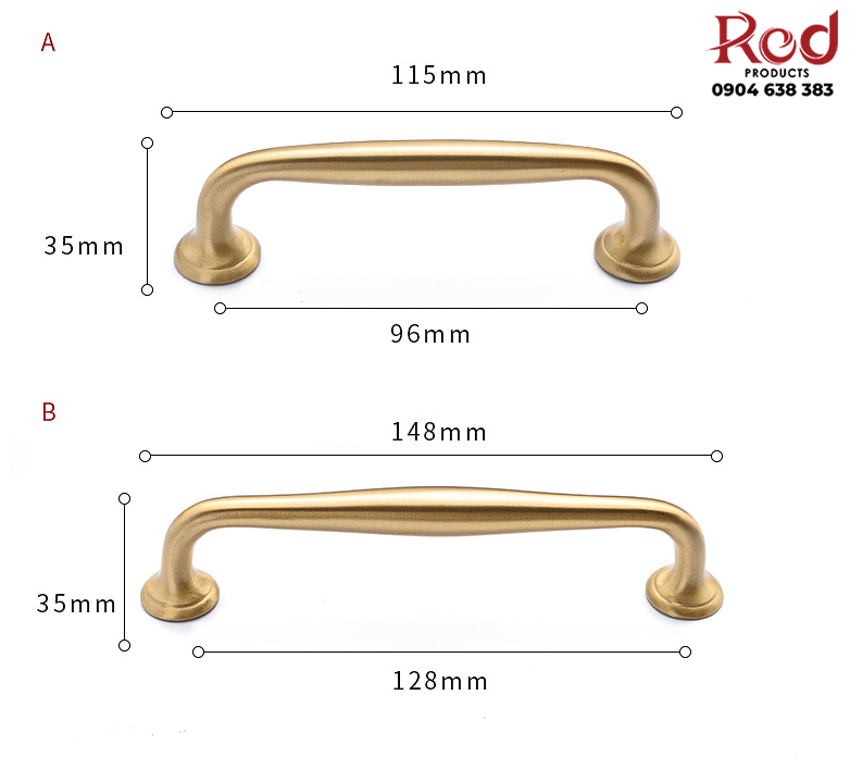 Tay nắm tủ hiện đại bằng đồng thau YM62021 10