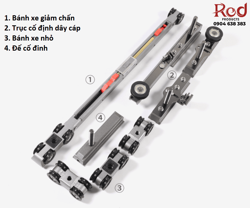 Bộ phụ kiện ray trượt cửa lùa đồng bộ 4 cánh BTC-YG213 2