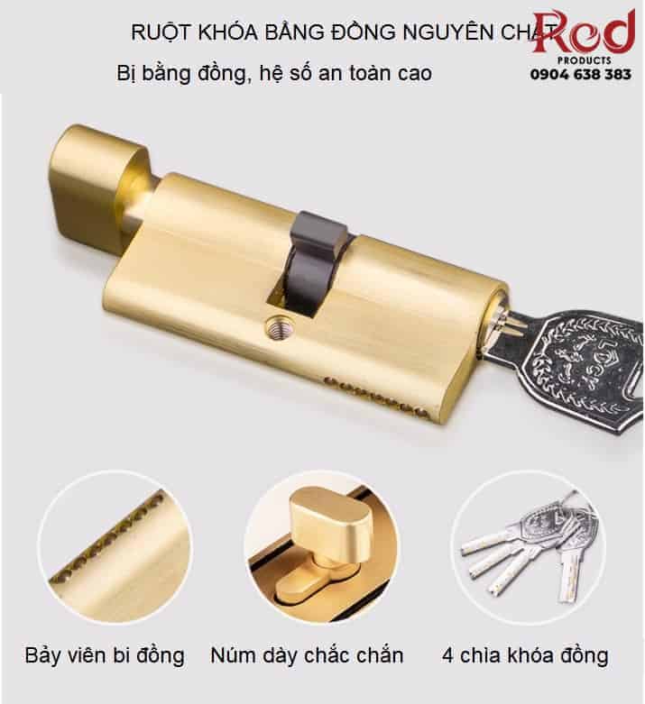 Khóa cửa phòng cổ điển bằng đồng thau BR50-65 14