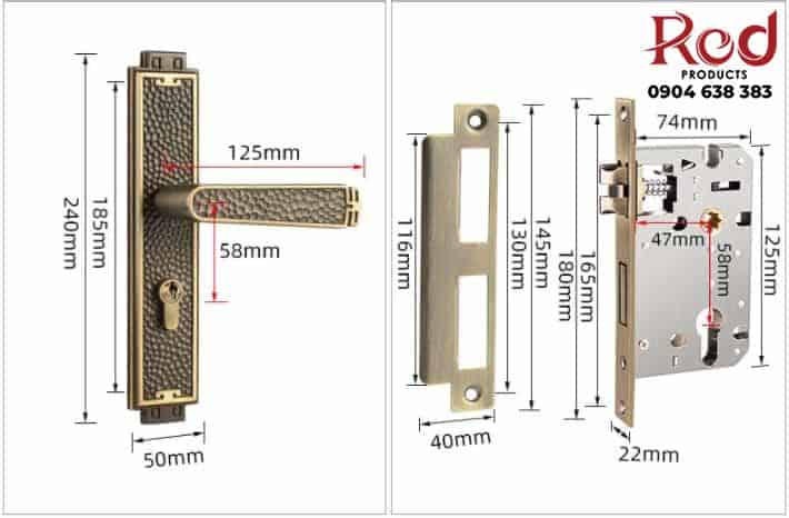 Khóa cửa bằng đồng rèn thiết kế Pháp BR20190-YSJ 15