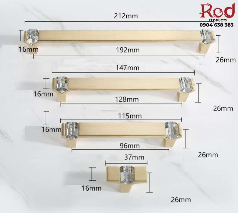 Tay nắm tủ hiện đại tối giản Bắc Âu khảm pha lê WXH9025GA