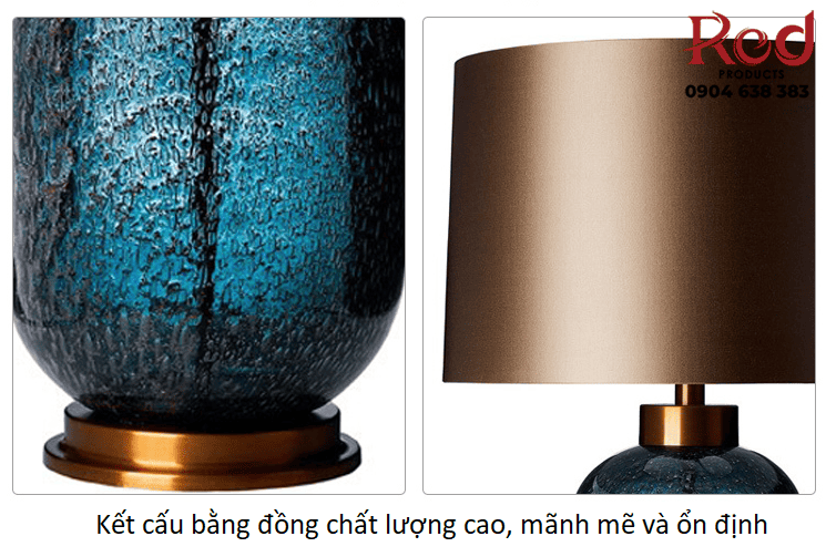 Đèn bàn pha lê tráng men màu xanh sáng tạo T1087 20