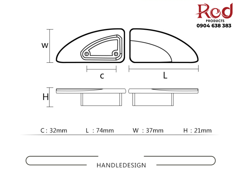 Tay nắm tủ hiện đại hình bán nguyệt WXH6689 20