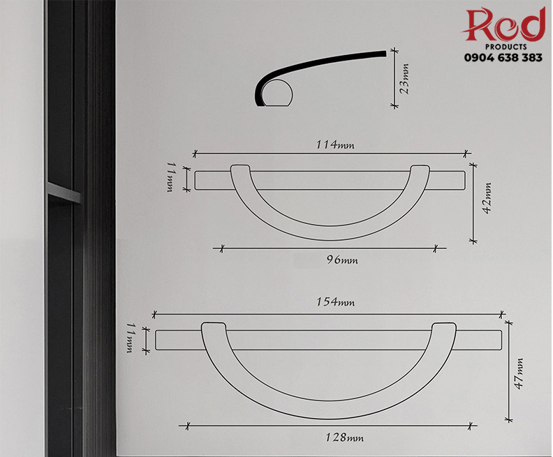 Tay nắm cửa tủ hình bán nguyệt cao cấp ZY5029 17