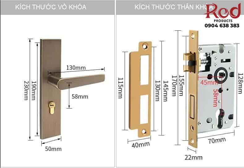 Khóa cửa phòng bằng đồng hiện đại BR889-113 14