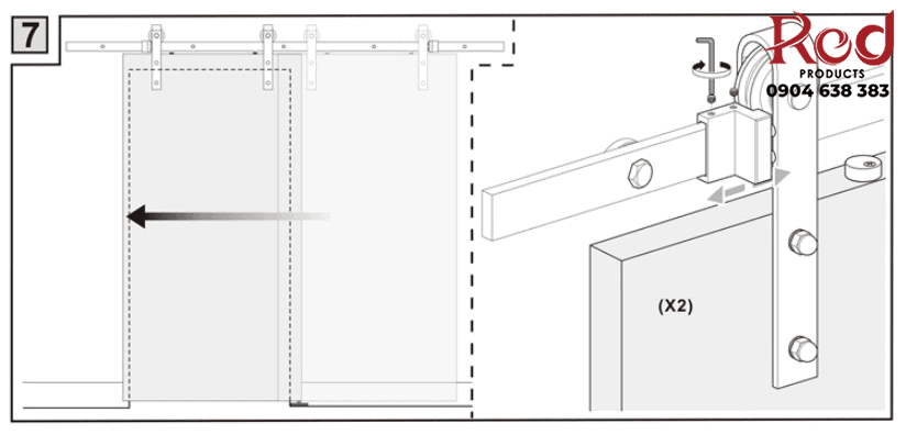 Bộ ray trượt cửa lùa treo kiểu Mỹ nhiều kích thước DFL-GC001 13