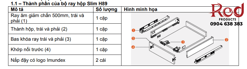 Ray hộp Imundex cao 89mm màu xám 7273011 1