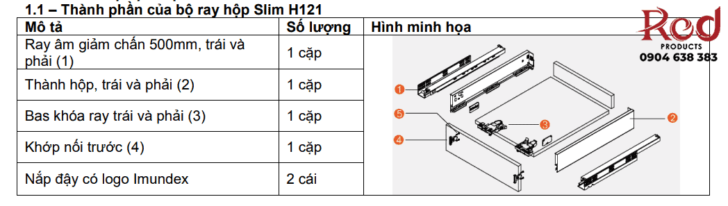 Ray hộp Imundex cao 121mm màu xám 7273014 1