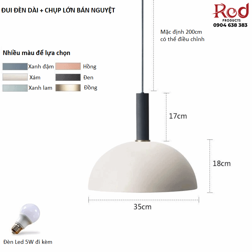 Đèn thả trần giá rẻ hình bán nguyệt A8003C 13