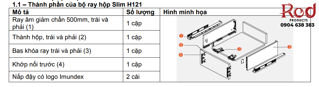 Ray hộp Imundex cao 185mm màu xám 7273017 1