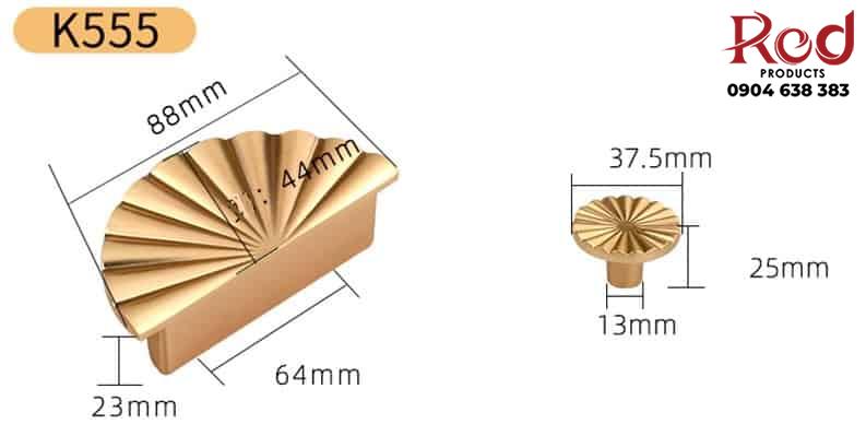 Tay nắm tủ kẽm tròn bán nguyệt rẻ quạt GSH.K555 19