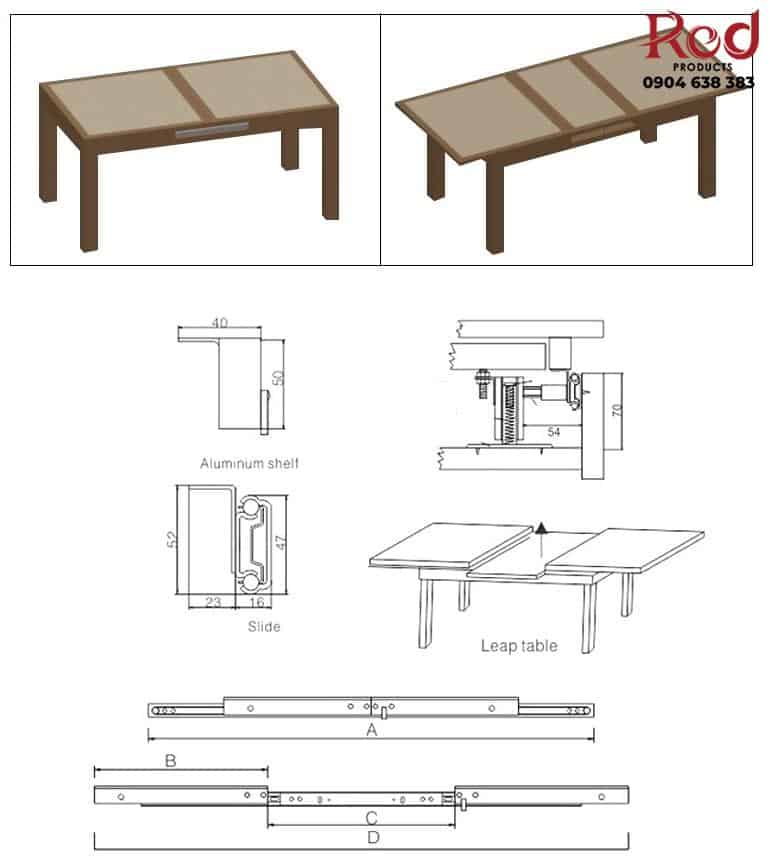 Ray trượt bàn mở rộng đa năng tải trọng lớn BTCLAR1 16