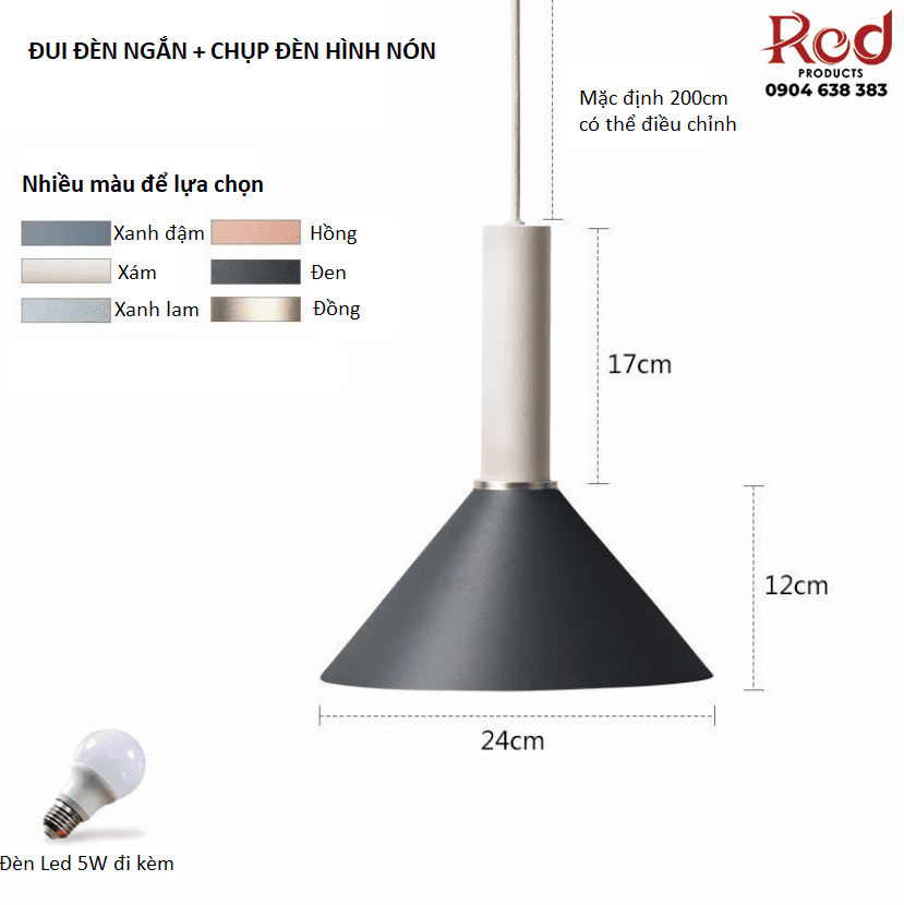 Đèn thả trần hiện đại giá rẻ hình nón A8003B 4